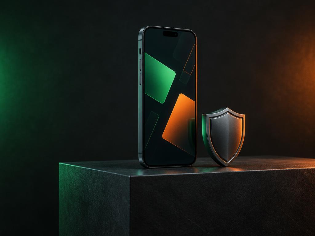 Smartphone and shield illustrating mobile safety